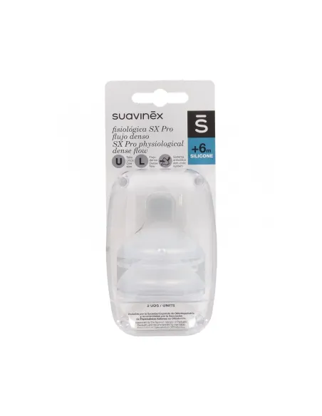 SUAVINEX TETINA FISIOLÓGICA SILICONA FLUJO L +6M 2UDS