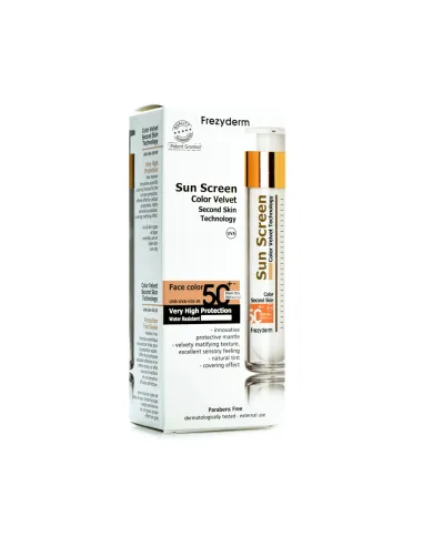 FREZYDERM SUN SCREEN VELVET FACE SPF-50+ COLOR 50ML