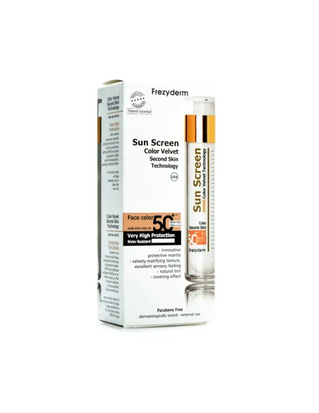 FREZYDERM SUN SCREEN VELVET FACE SPF-50+ COLOR 50ML