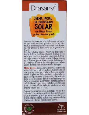 Crema Protección Solar Facial Cosmos Organic Bio SPF-50 50 ml Bronze Drasanvi