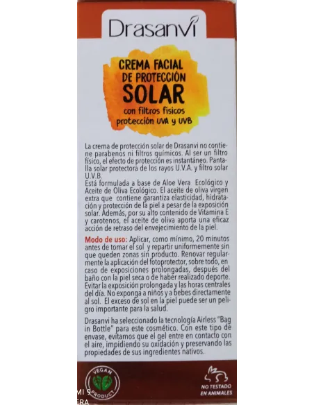 Crema Protección Solar Facial Cosmos Organic Bio SPF-50 50 ml Bronze Drasanvi