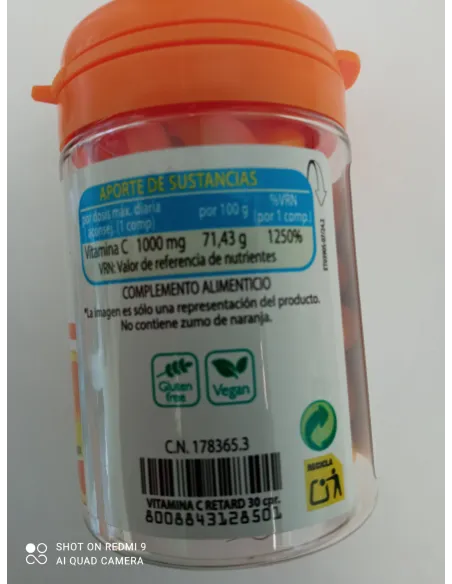 VITAMINA C PURA 1.000MG RETARD 30 COMPRIMIDO
