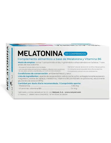 MELATONINA + VIT. B6 60 COMP NATYSAL