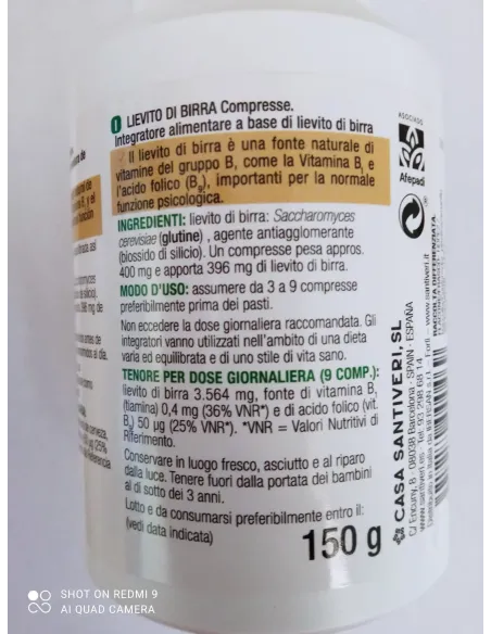 LEVADURA DE CERVEZA COMPRIMIDOS SANTIVERI