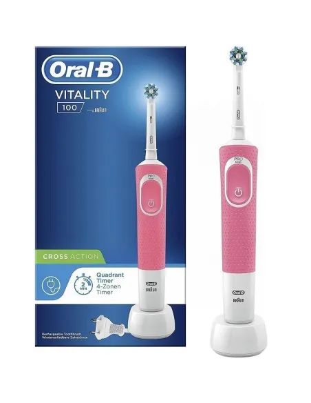 ORAL-B CEPILLO DENTAL ELÉCTRICO RECARGABLE VITALITY 100 CROSS ACTION ROSA