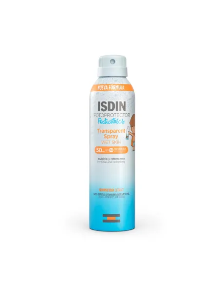 Fotoprotector ISDIN Pediatrics Transparent spray Wet Skin SPF 50 - Protector solar corporal para niños, invisible, ligero, p...