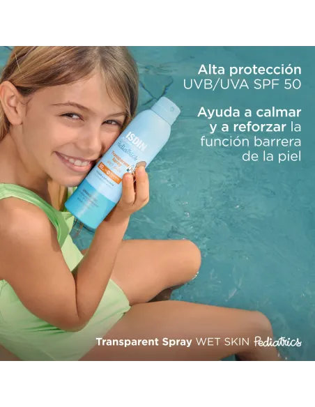 Fotoprotector ISDIN Pediatrics Transparent spray Wet Skin SPF 50 - Protector solar corporal para niños, invisible, ligero, p...