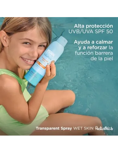 Fotoprotector ISDIN Pediatrics Transparent spray Wet Skin SPF 50 - Protector solar corporal para niños, invisible, ligero, p...