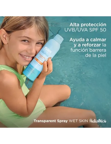 Fotoprotector ISDIN Pediatrics Transparent spray Wet Skin SPF 50 - Protector solar corporal para niños, invisible, ligero, p...