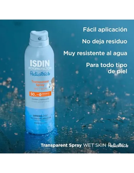 Fotoprotector ISDIN Pediatrics Transparent spray Wet Skin SPF 50 - Protector solar corporal para niños, invisible, ligero, p...