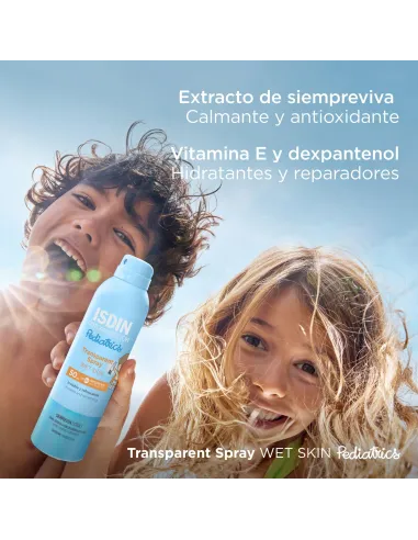 Fotoprotector ISDIN Pediatrics Transparent spray Wet Skin SPF 50 - Protector solar corporal para niños, invisible, ligero, p...