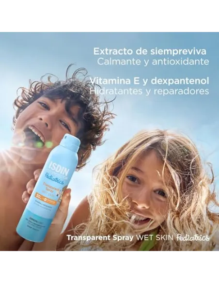 Fotoprotector ISDIN Pediatrics Transparent spray Wet Skin SPF 50 - Protector solar corporal para niños, invisible, ligero, p...