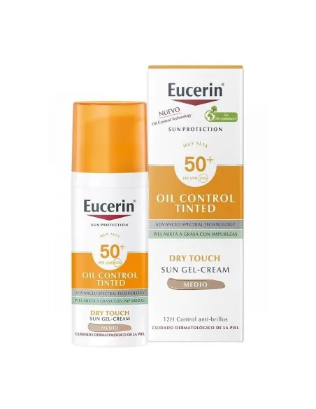 EUCERIN SUN FACE OIL CONTROL SPF-50+ COLOR TONO MEDIO 50ML