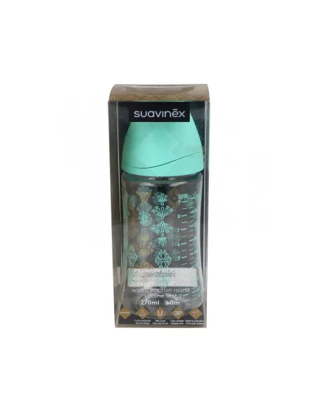 SUAVINEX BIBERÓN TETINA FISIOLÓGICA SILICONA PREMIUM BONHOMIA TALLA M 270ML