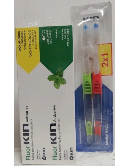 FLUOR KIN DUPLO PASTA 125ML + 2 CEPILLOS
