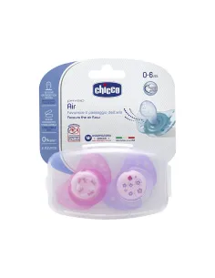 CHICCO CHUPETE SILICONA PHYSIO AIR 0-6M+ ROSA 2UDS