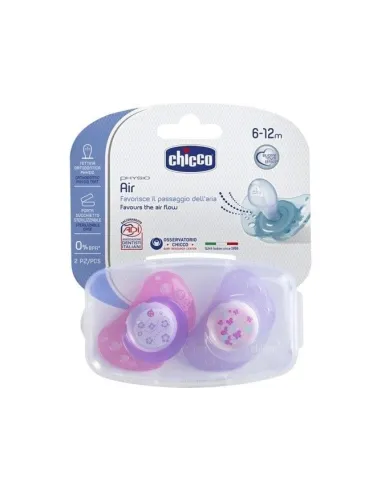 CHICCO CHUPETE SILICONA PHYSIO AIR 6-12M+ ROSA 2UDS